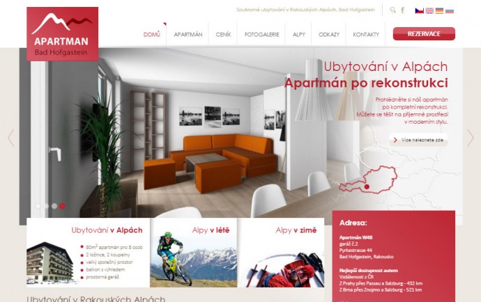 Apartmán Bad Hofgastein - reference, webdesign, tvorba www
